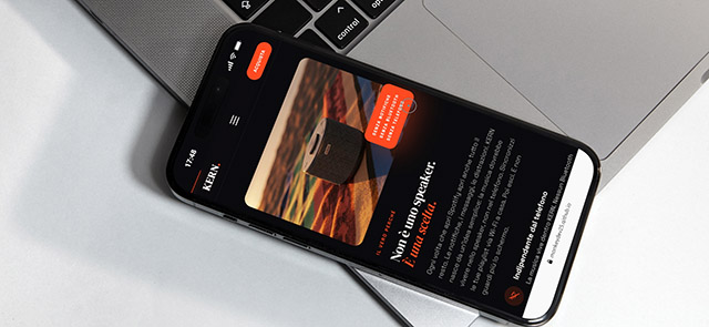 Tag coral di posizionamento KERN su schermo mobile — Senza notifiche. Senza Bluetooth. Senza telefono.