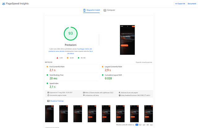 Google PageSpeed Insights Mobile — Performance 93